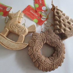 Vintage Paintable Christmas Ornaments Rocking Horse, Tree, Wreath Jo Ann's Craft